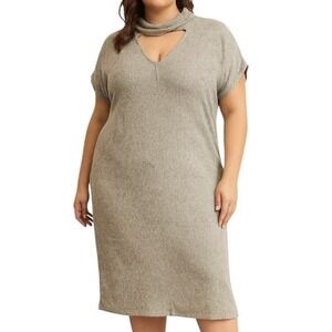 Lane Bryant Women's Gray Cowl Neck Short Sleeve Maxi Sweater Dress Size 18/20‎